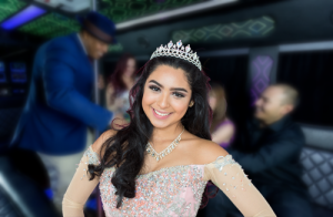 San Diego Quinceanera Sweet 16 Bus Rentals, Limo Rentals, white limousine, party bus, shuttle, charter, sedan, sweet 16, birthday, transfers, one way, round trip, venue, events, Pink Limo