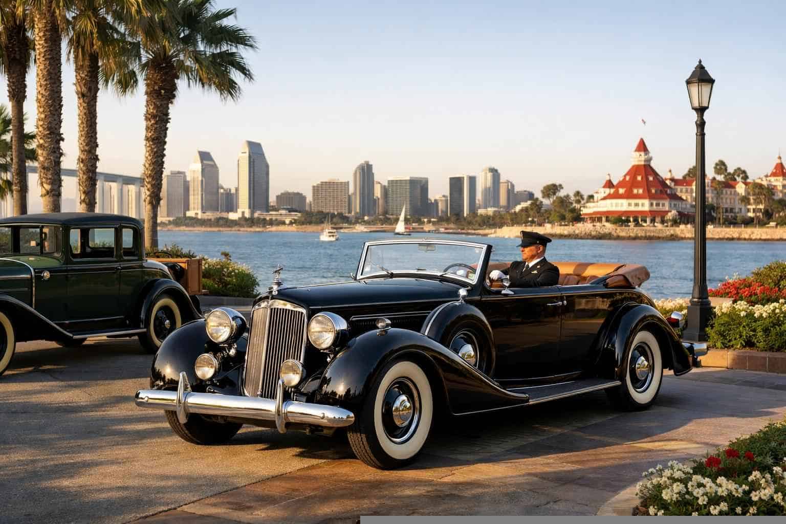 Antique Vehicles with Driver in Coronado California