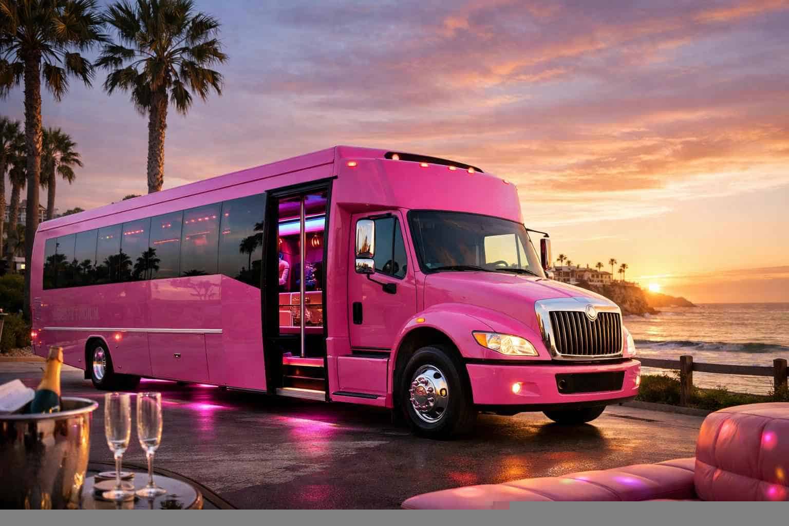 Best Pink Party Bus Rental in Carlsbad California