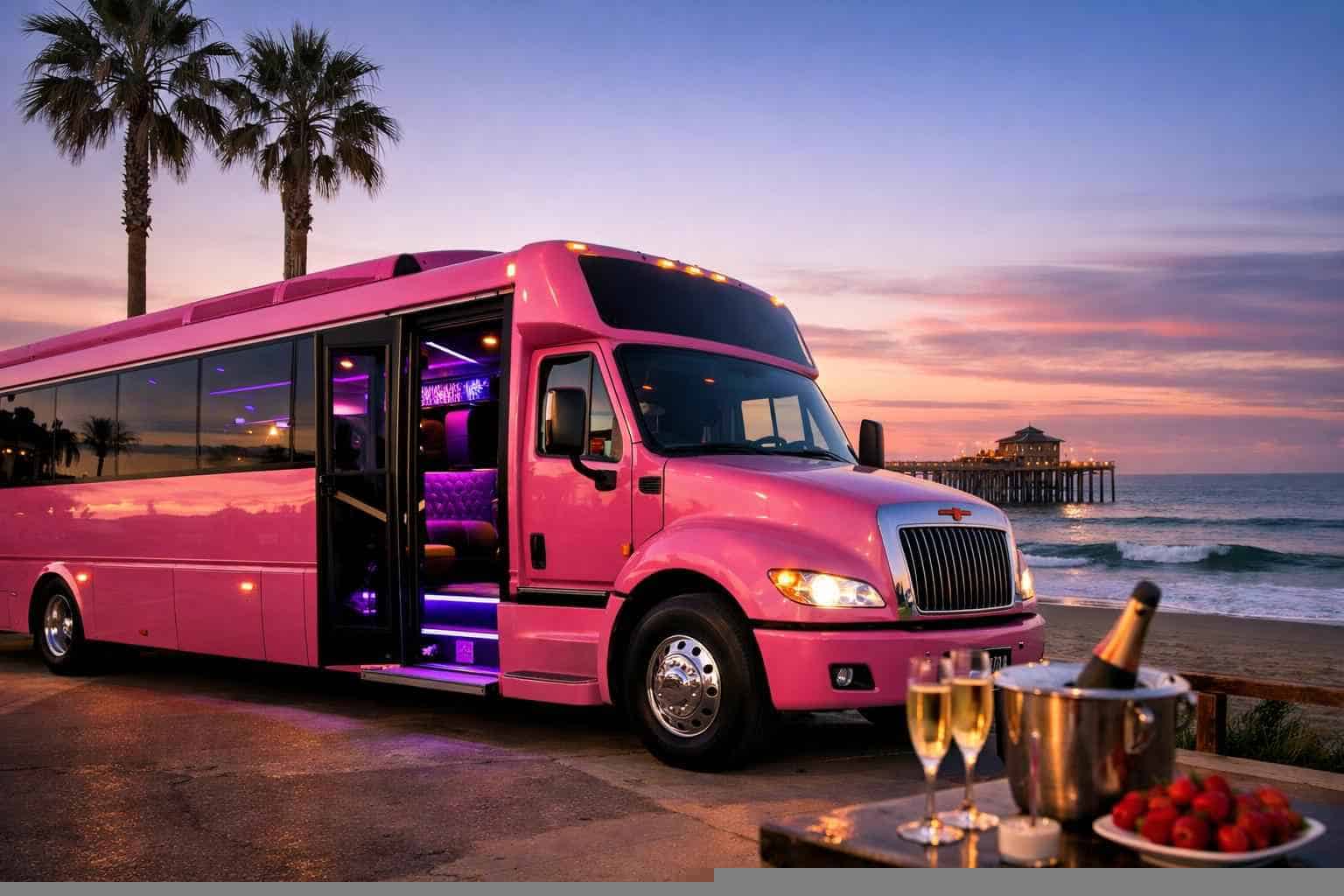Best Pink Party Bus Rental in Oceanside California