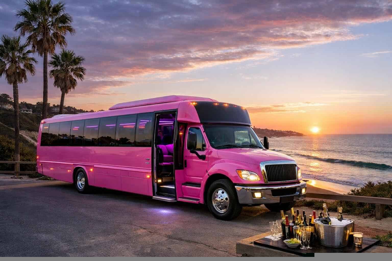 Best Pink Party Bus Rental in Solana Beach California