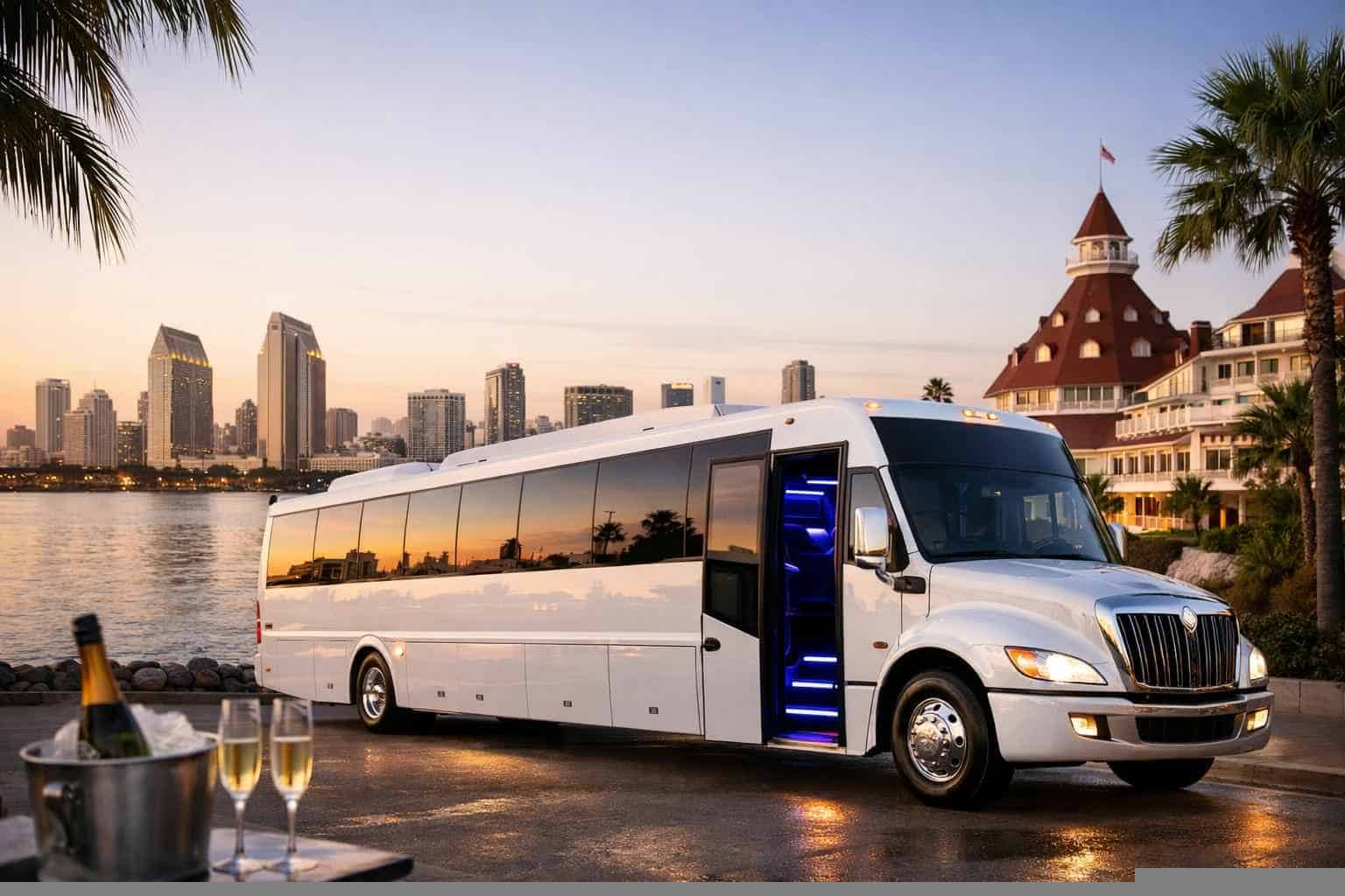 Best White Party Bus Rental in Coronado California