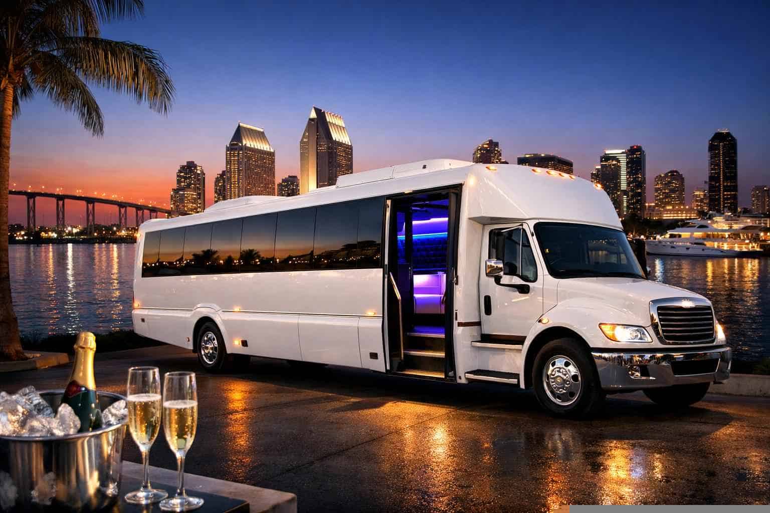 Best White Party Bus Rental in San Diego California