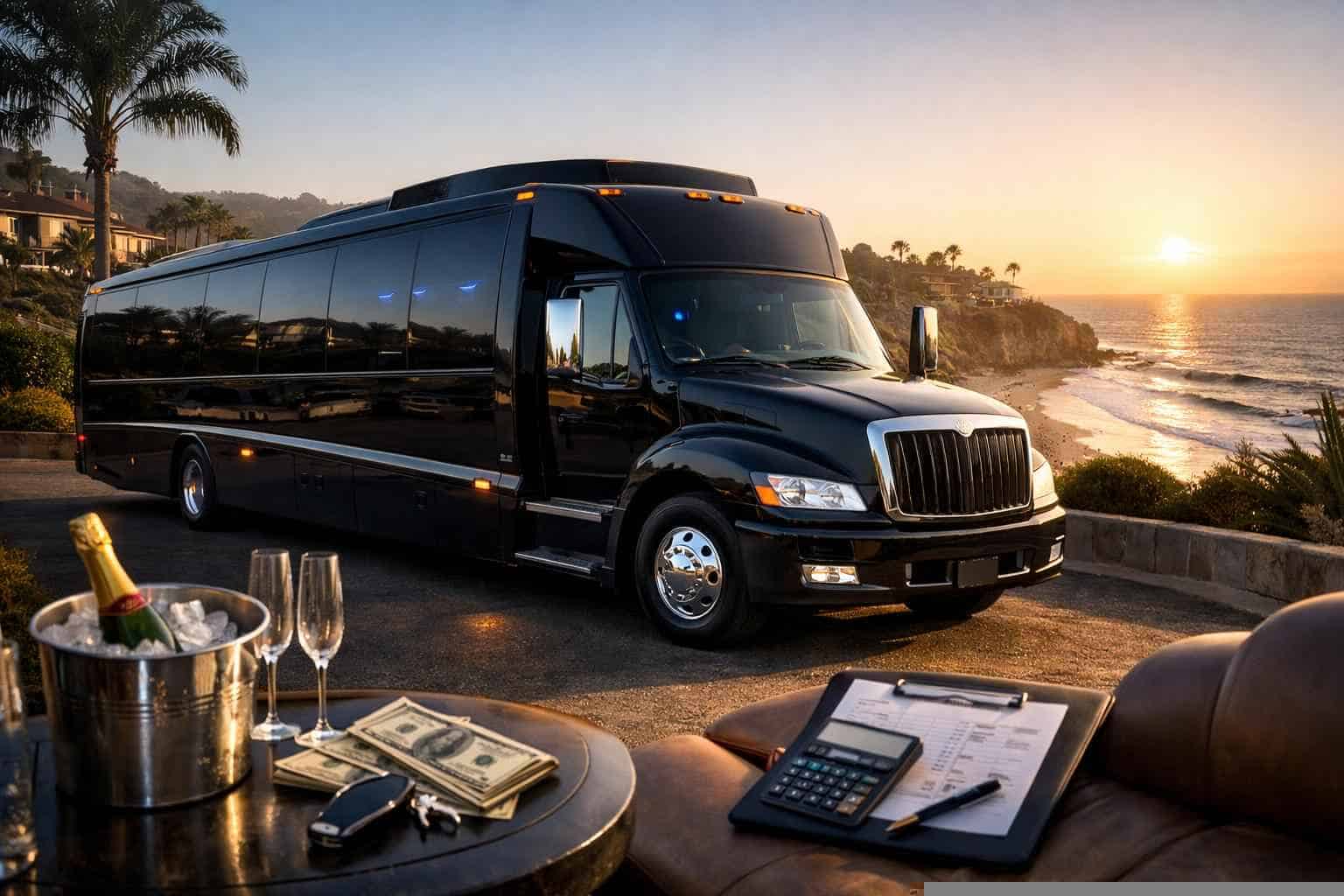 Black Party Bus Rental Prices in Del Mar CA