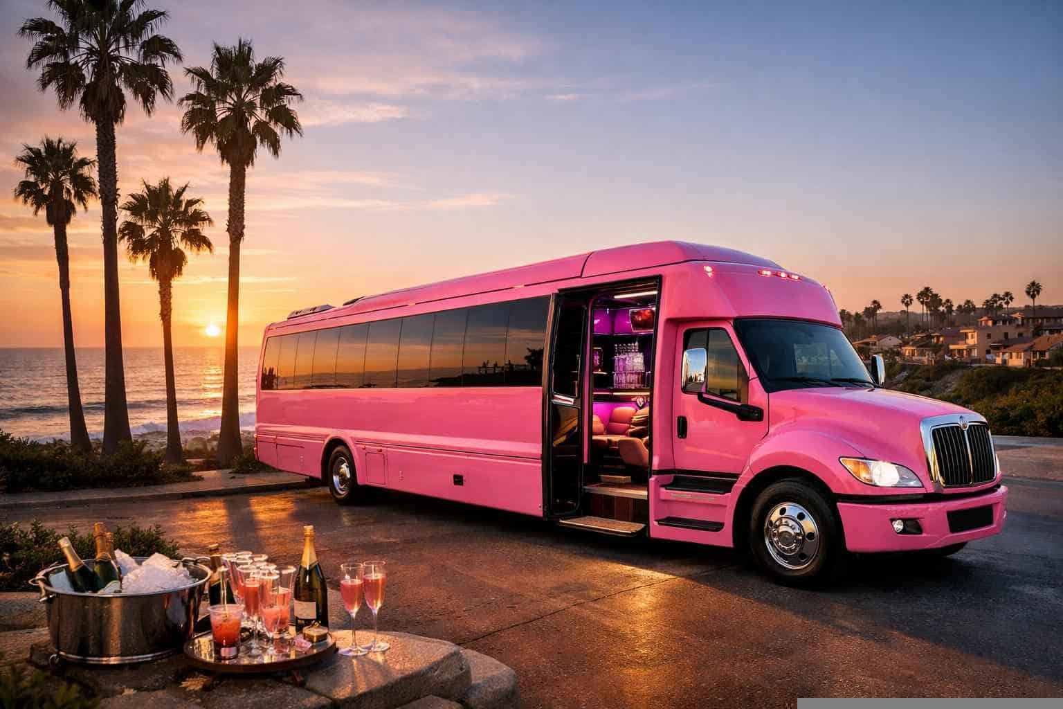 Carlsbad CA Pink Party Bus Rental