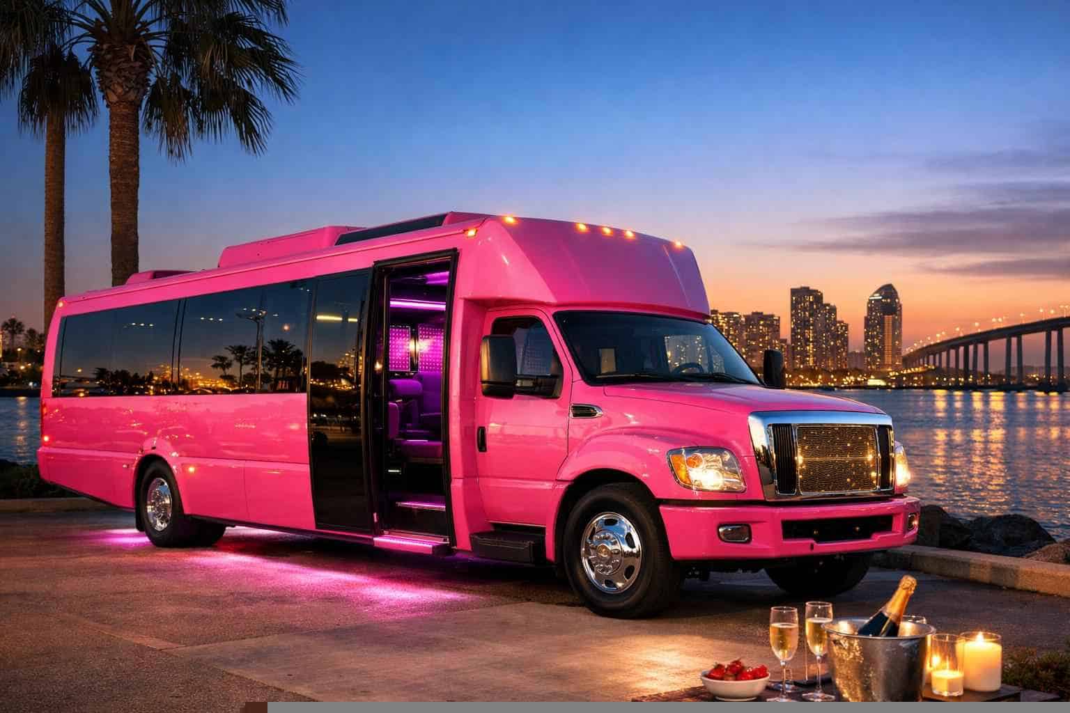 Coronado CA Pink Party Bus Rental