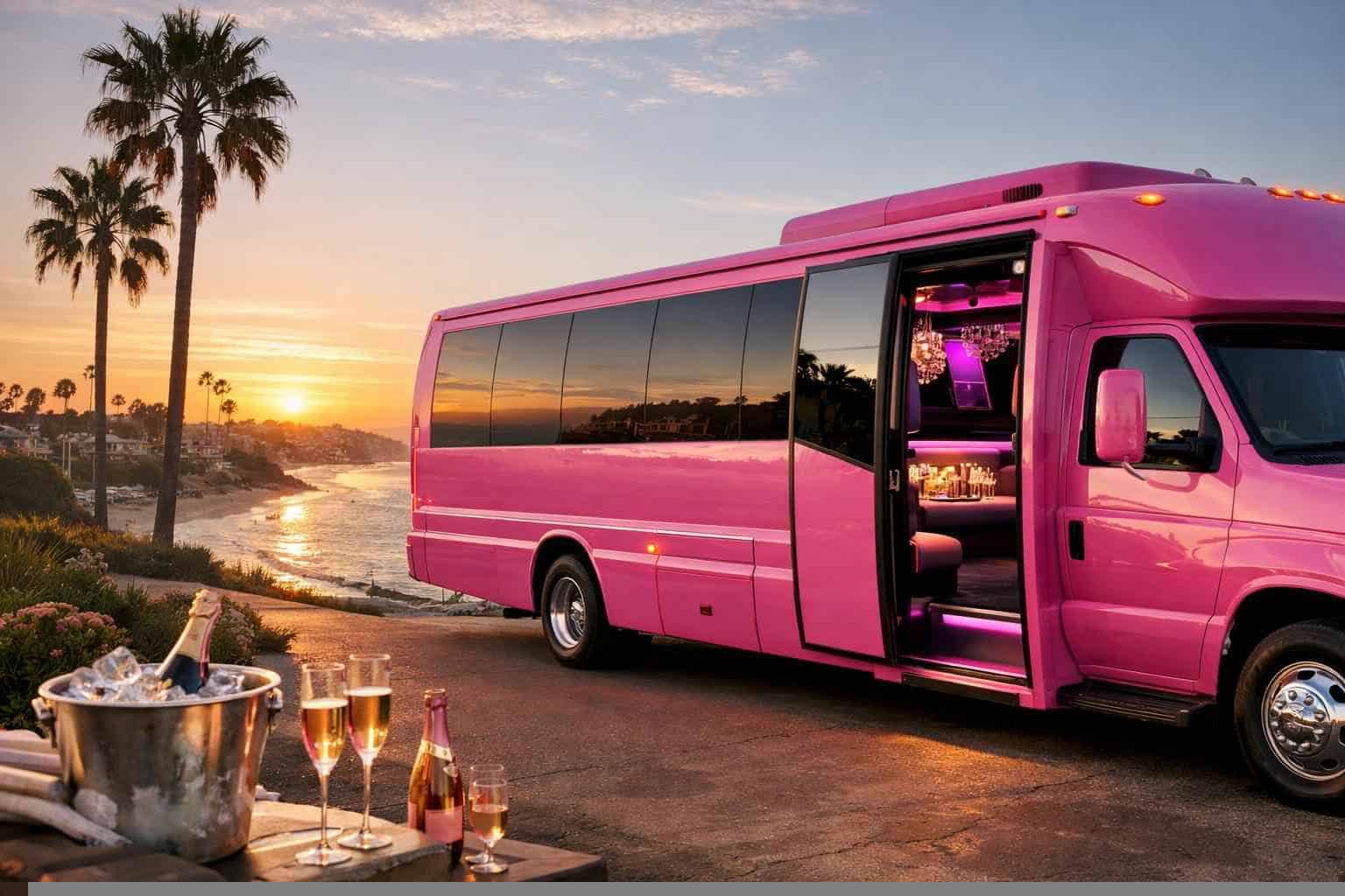Del Mar CA Pink Party Bus Rental