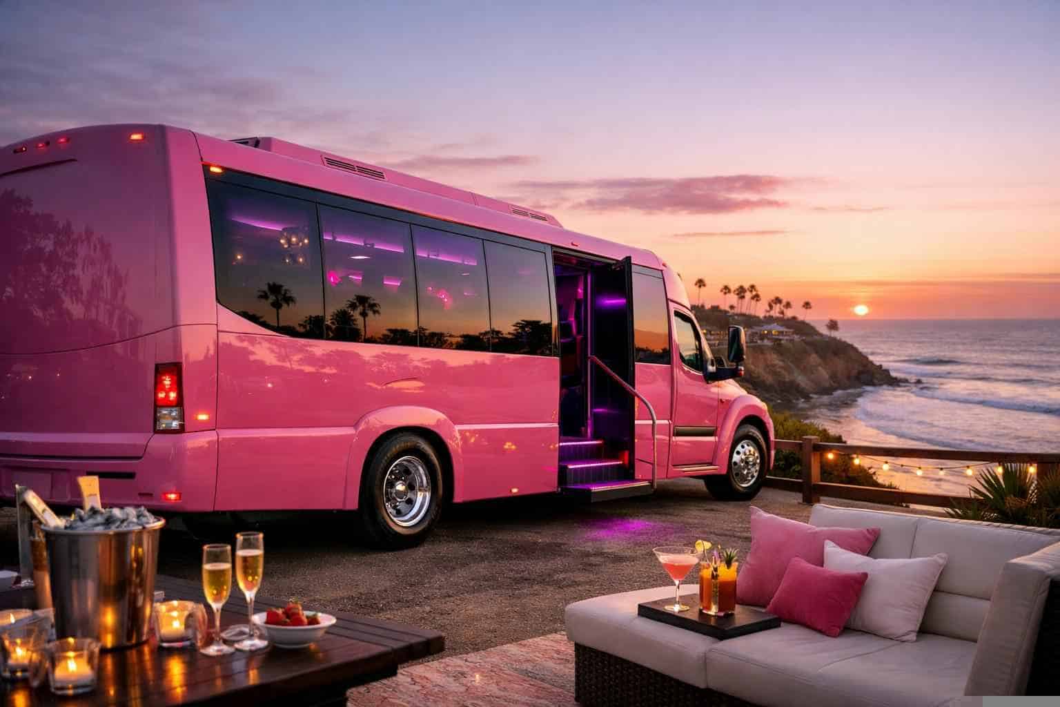 Encinitas CA Pink Party Bus Rental