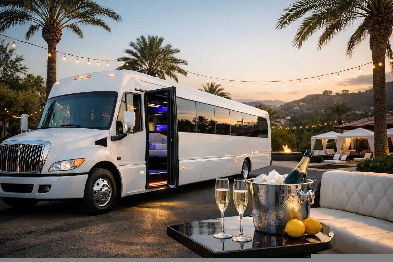 Lemon Grove CA White Party Bus Rental