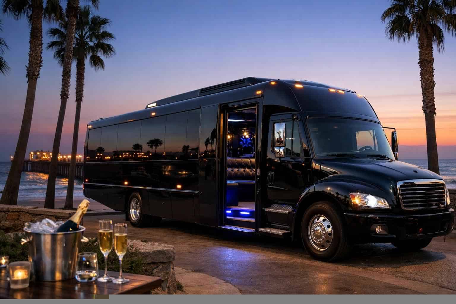 Luxury Black Party Bus Rental in Oceanside California