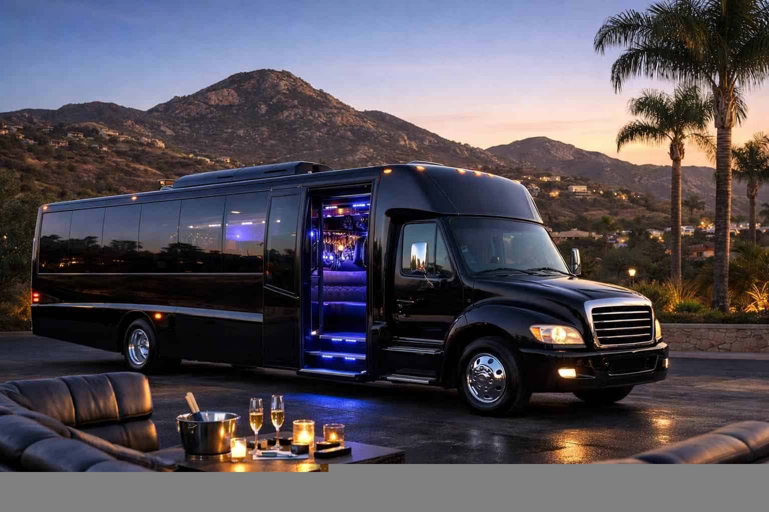 Luxury Black Party Bus Rental in Santee California