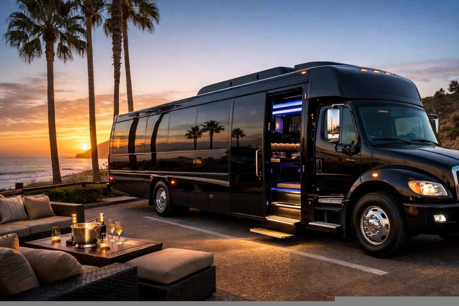Luxury Black Party Bus Rental in Solana Beach California