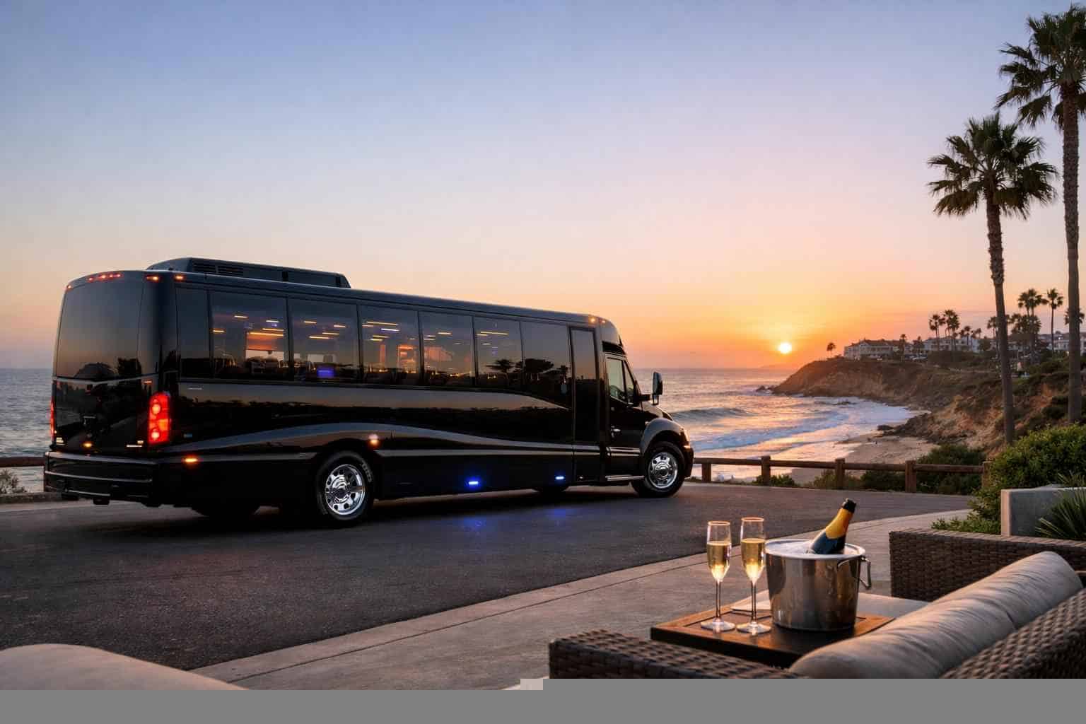 Luxury Limo Bus Rental in Solana Beach California