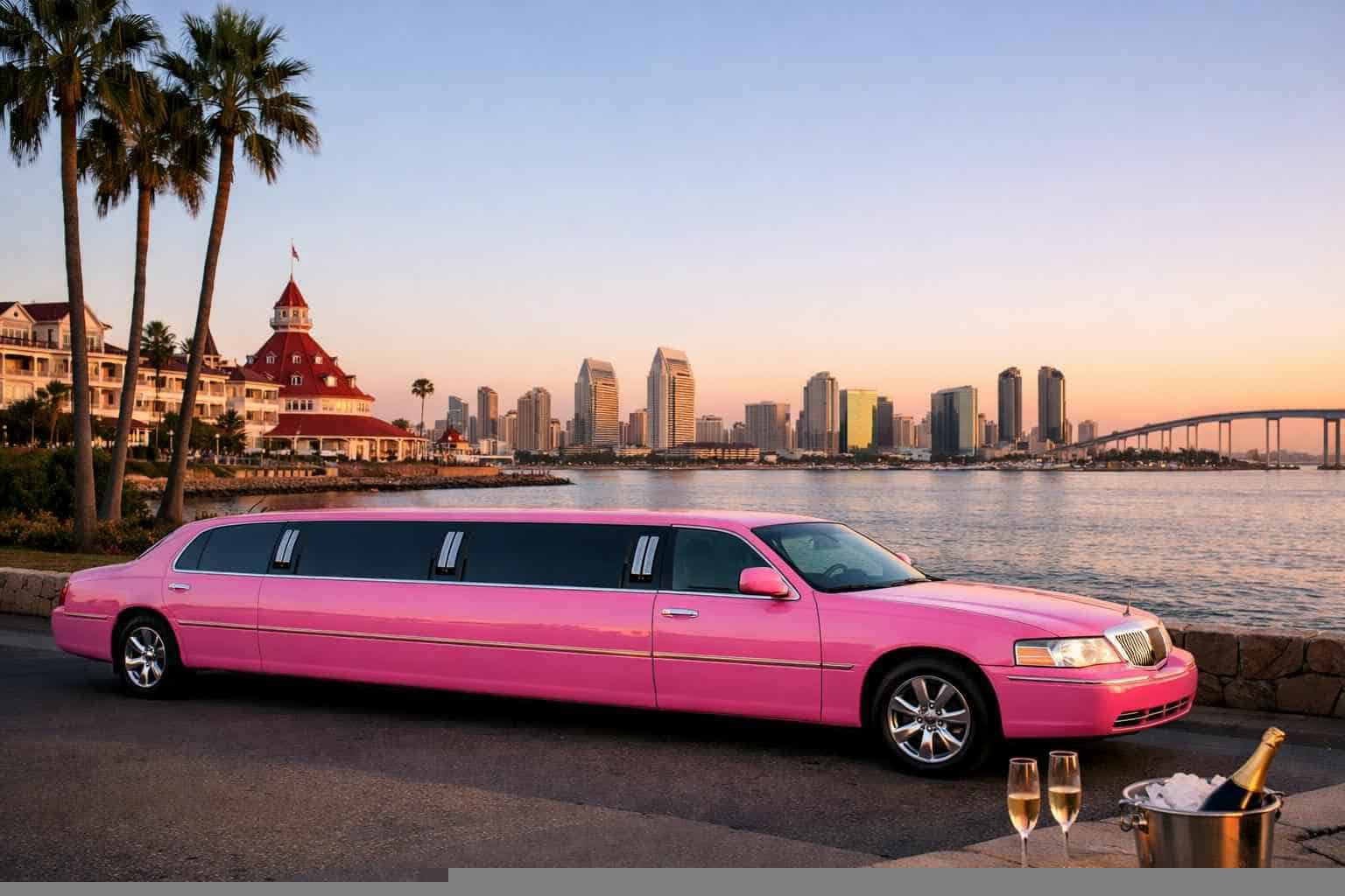 Luxury Pink Limo Rental in Coronado California