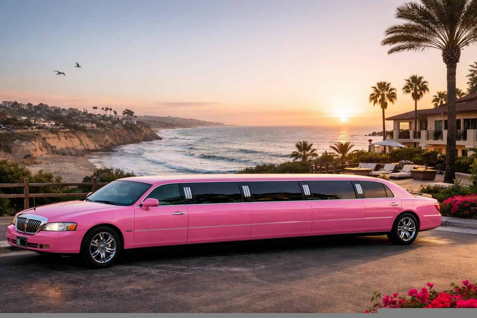 Luxury Pink Limo Rental in Del Mar California