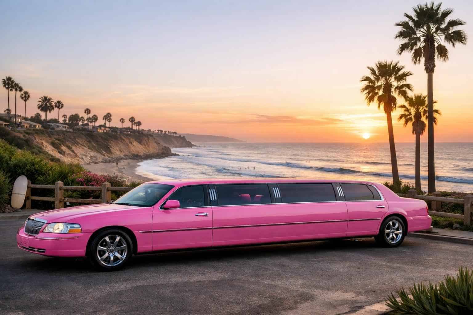 Luxury Pink Limo Rental In Solana Beach California