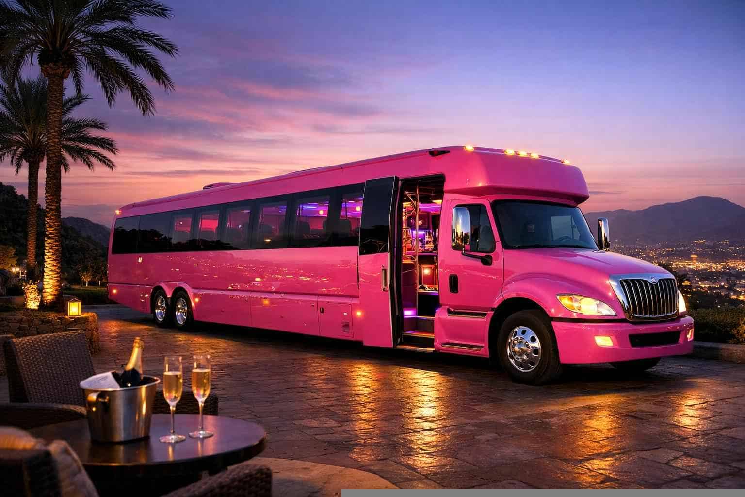 Luxury Pink Party Bus Rental in El Cajon California