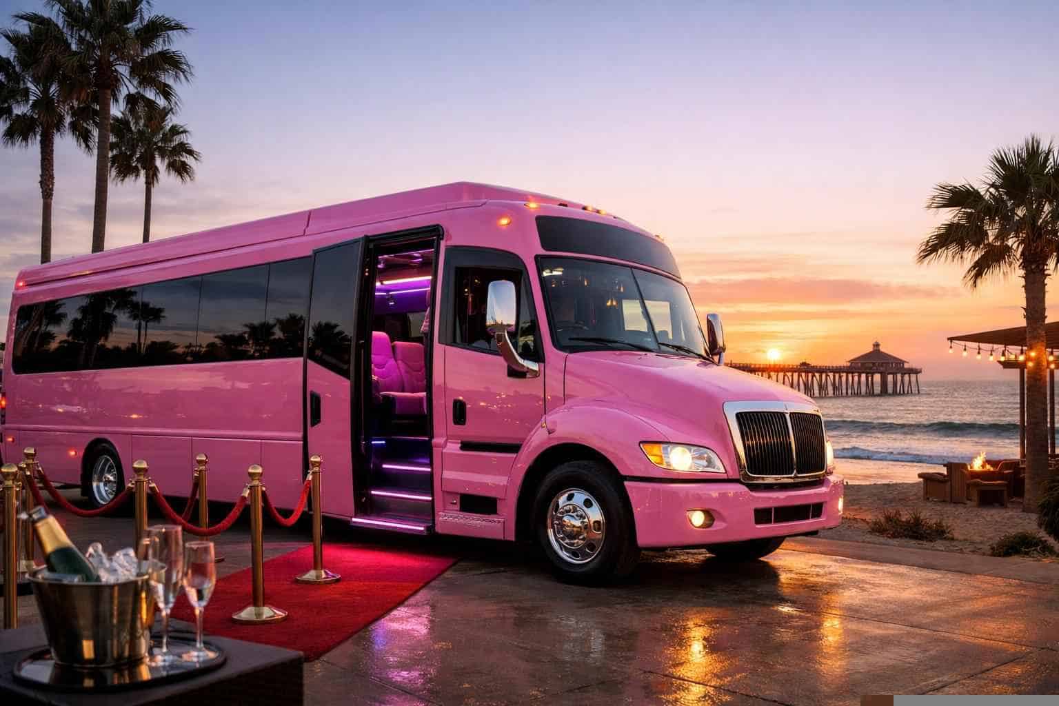 Luxury Pink Party Bus Rental in Imperial Beach California