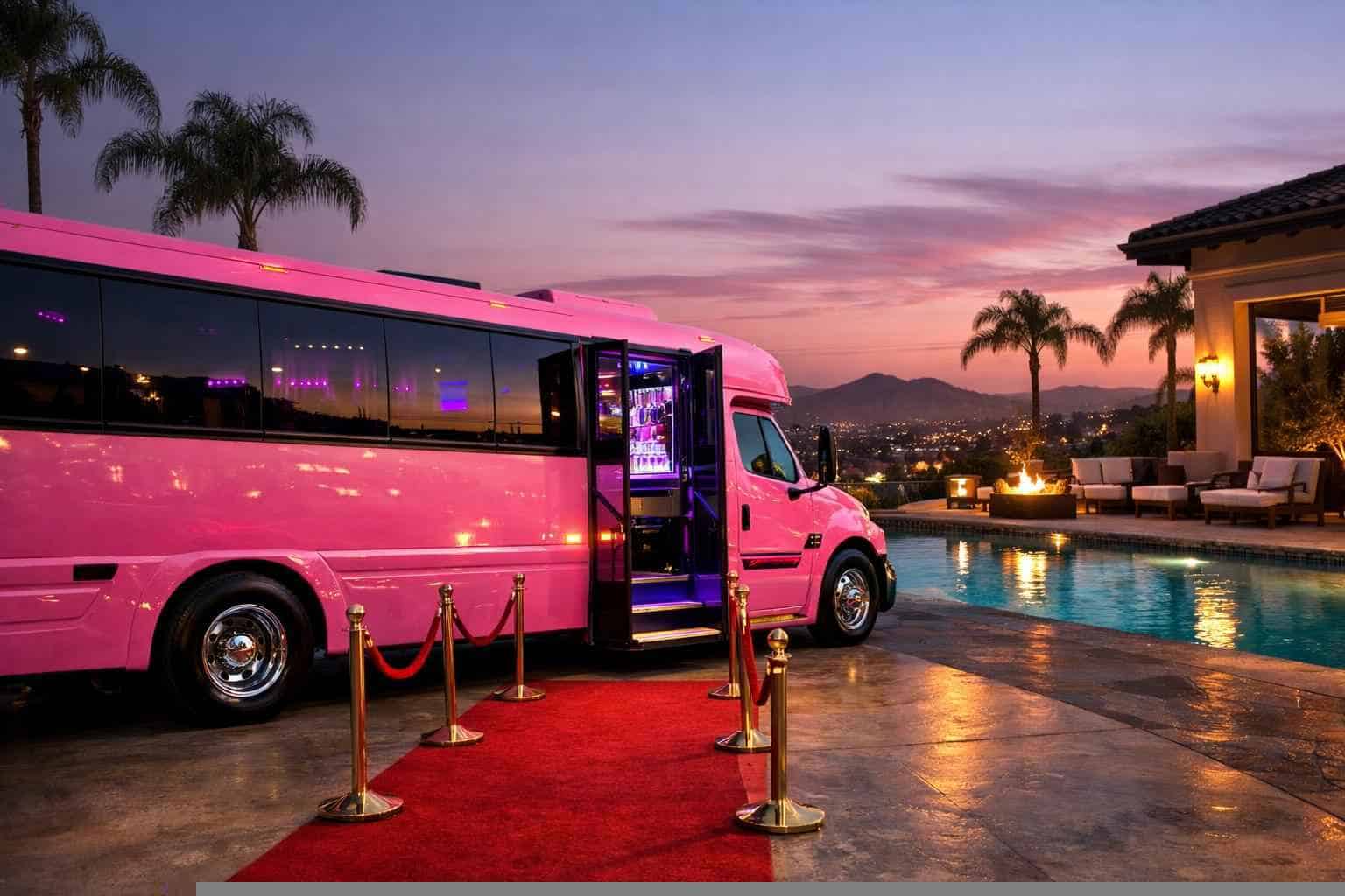 Luxury Pink Party Bus Rental in La Mesa California