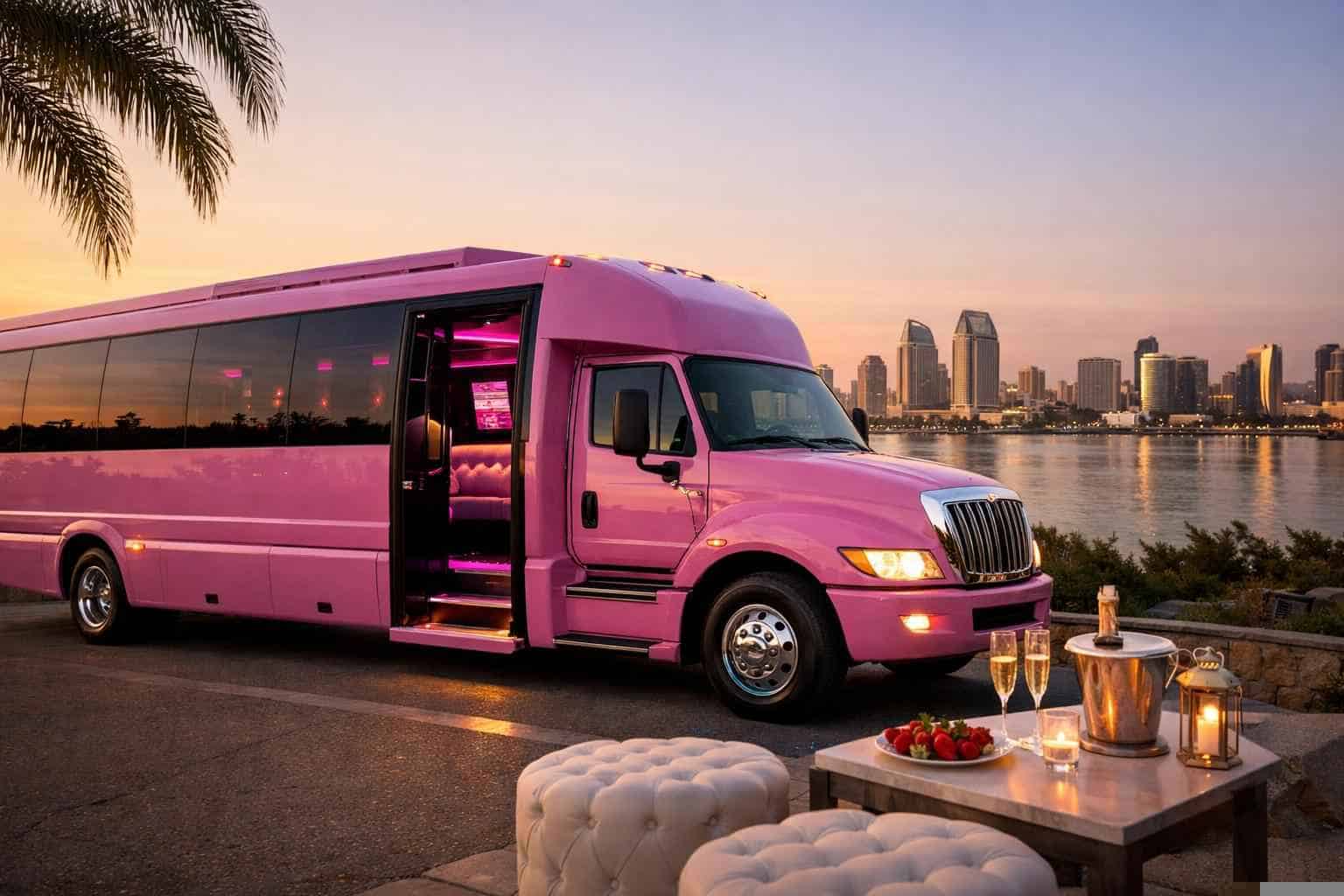 Luxury Pink Party Bus Rental in National City California