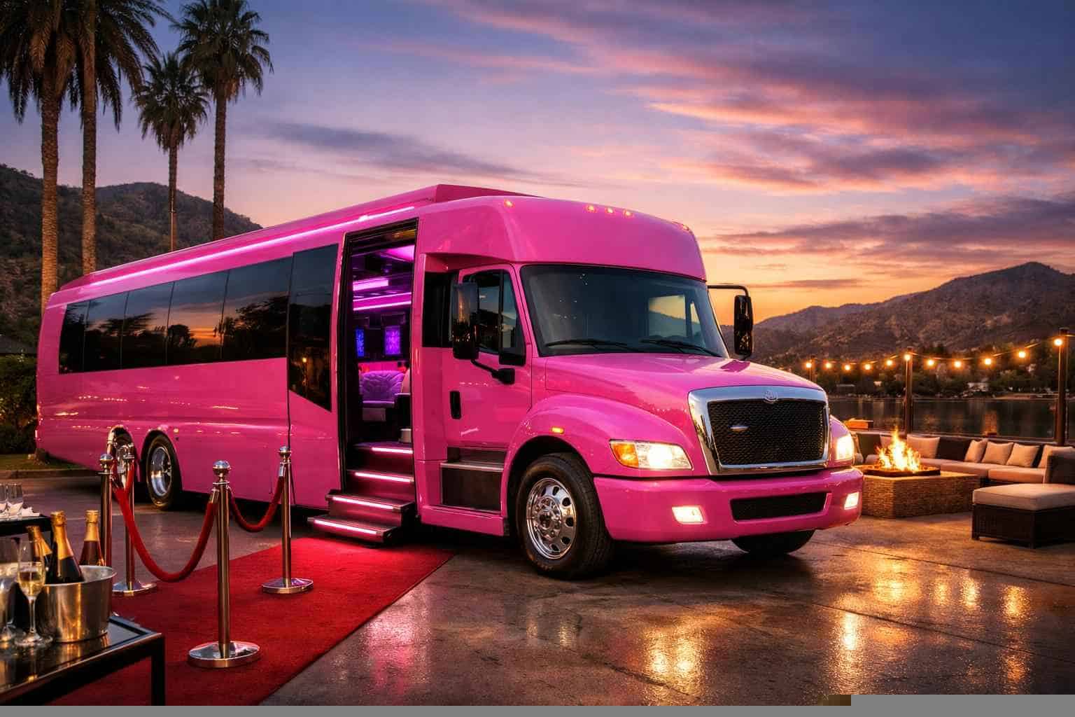 Luxury Pink Party Bus Rental in Santee California