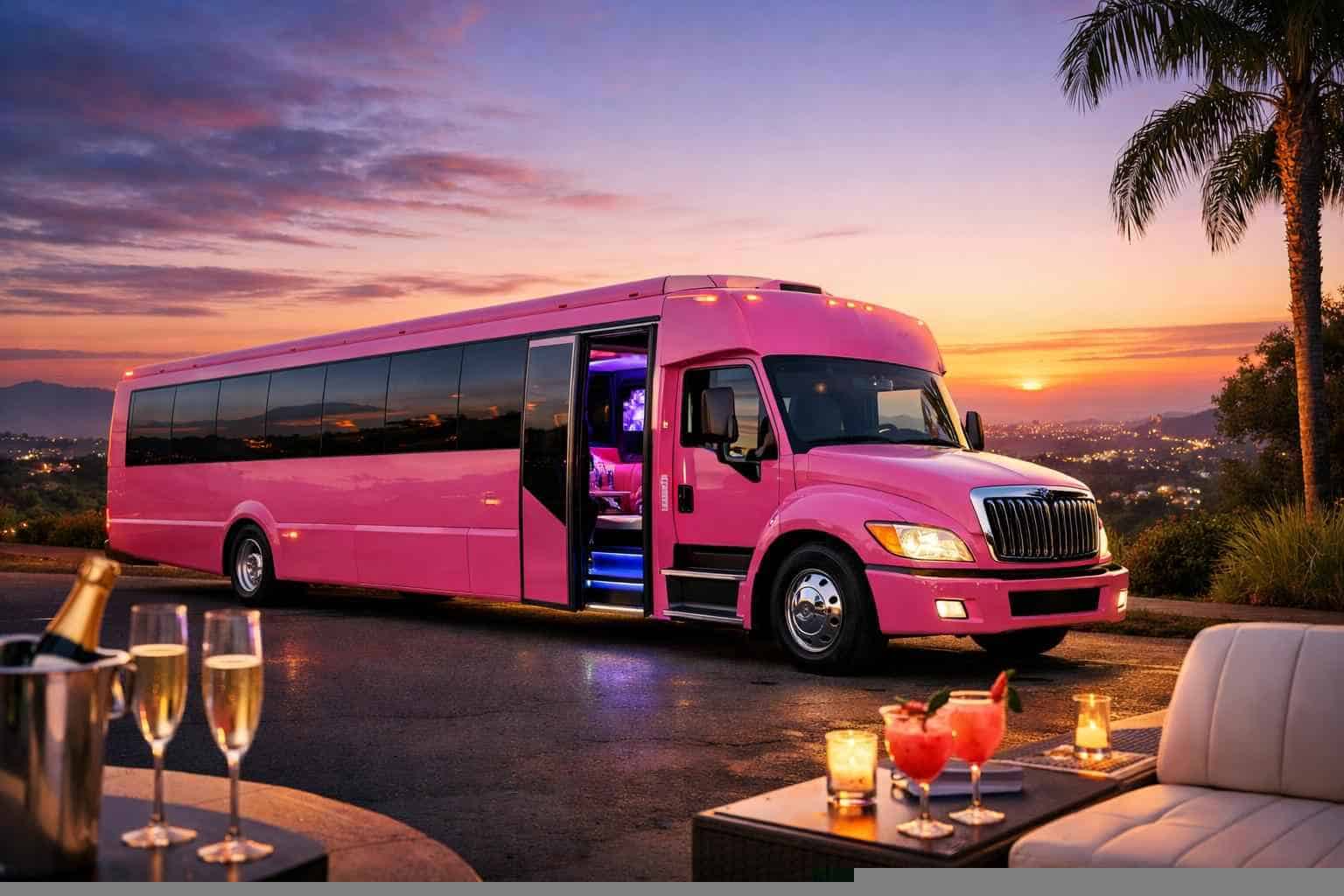 Luxury Pink Party Bus Rental in Vista California