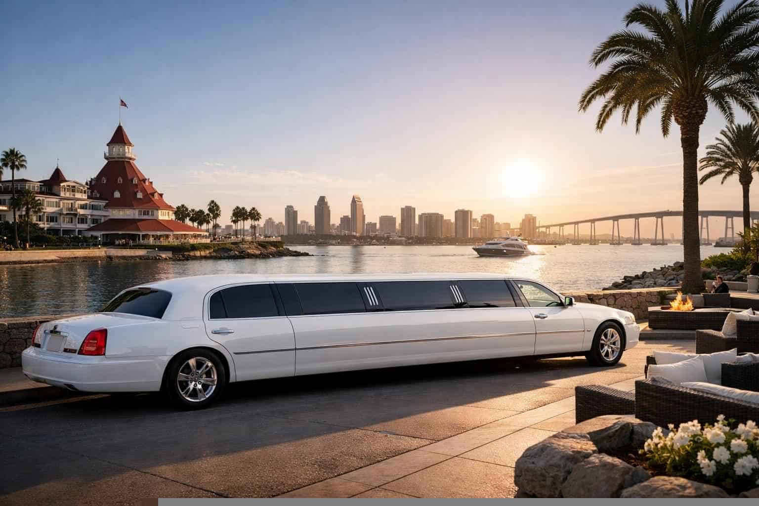 Luxury White Limo Rental in Coronado California