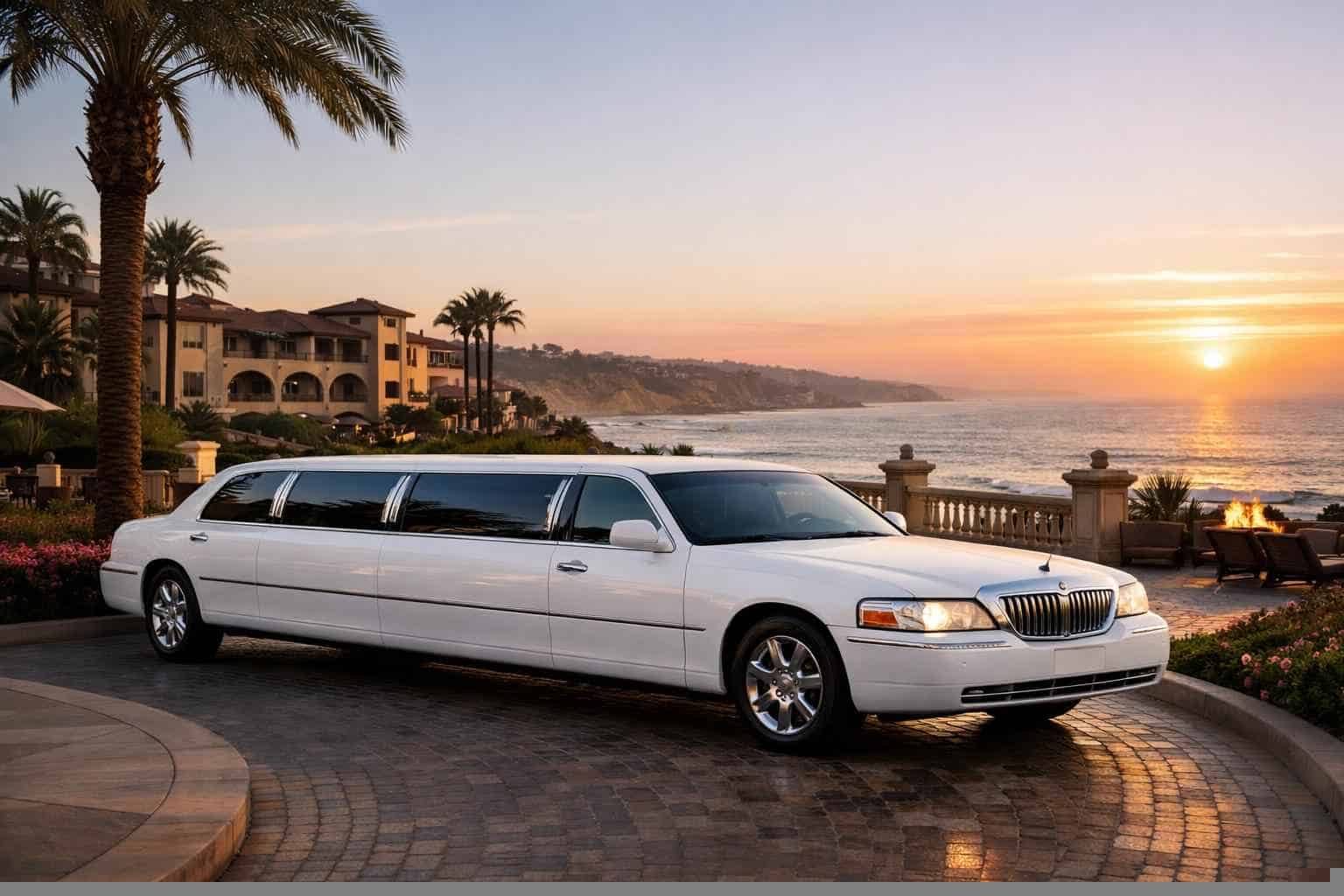 Luxury White Limo Rental in Del Mar California