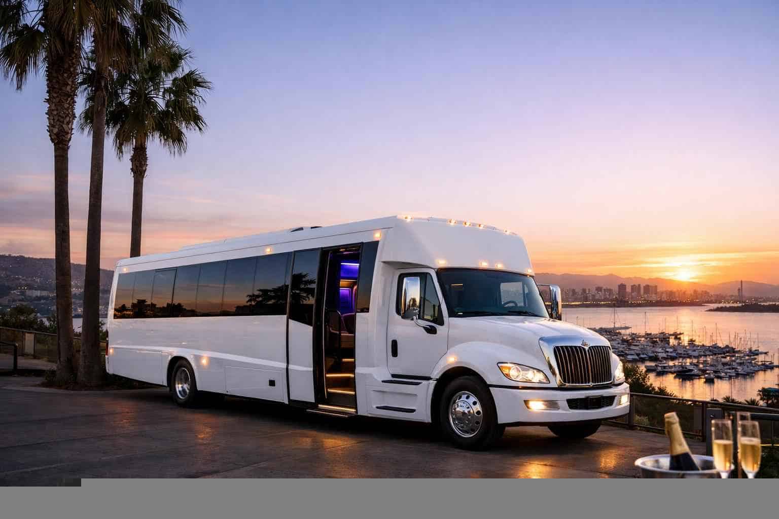 Luxury White Party Bus Rental in Chula Vista California