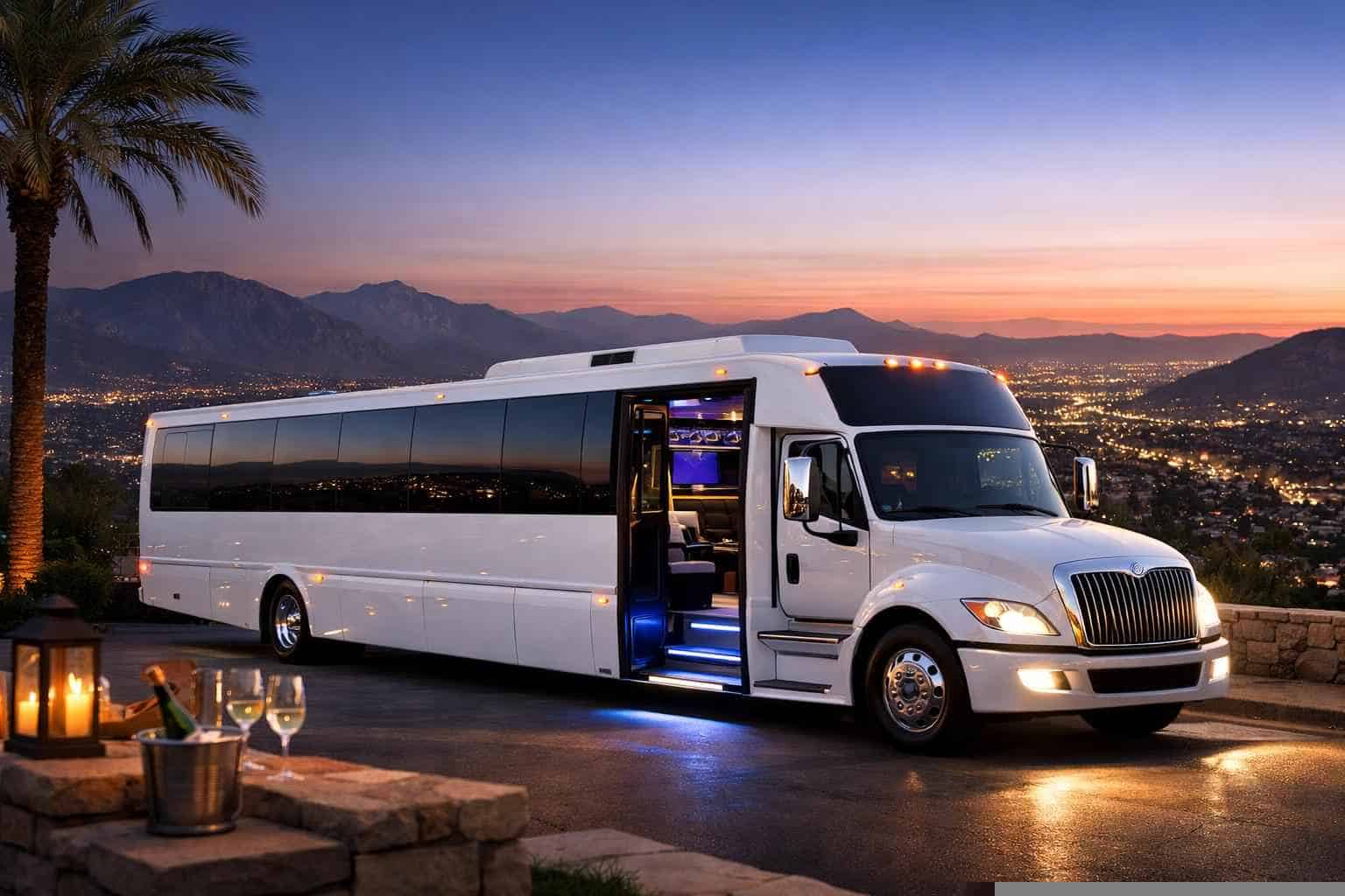 Luxury White Party Bus Rental in El Cajon California