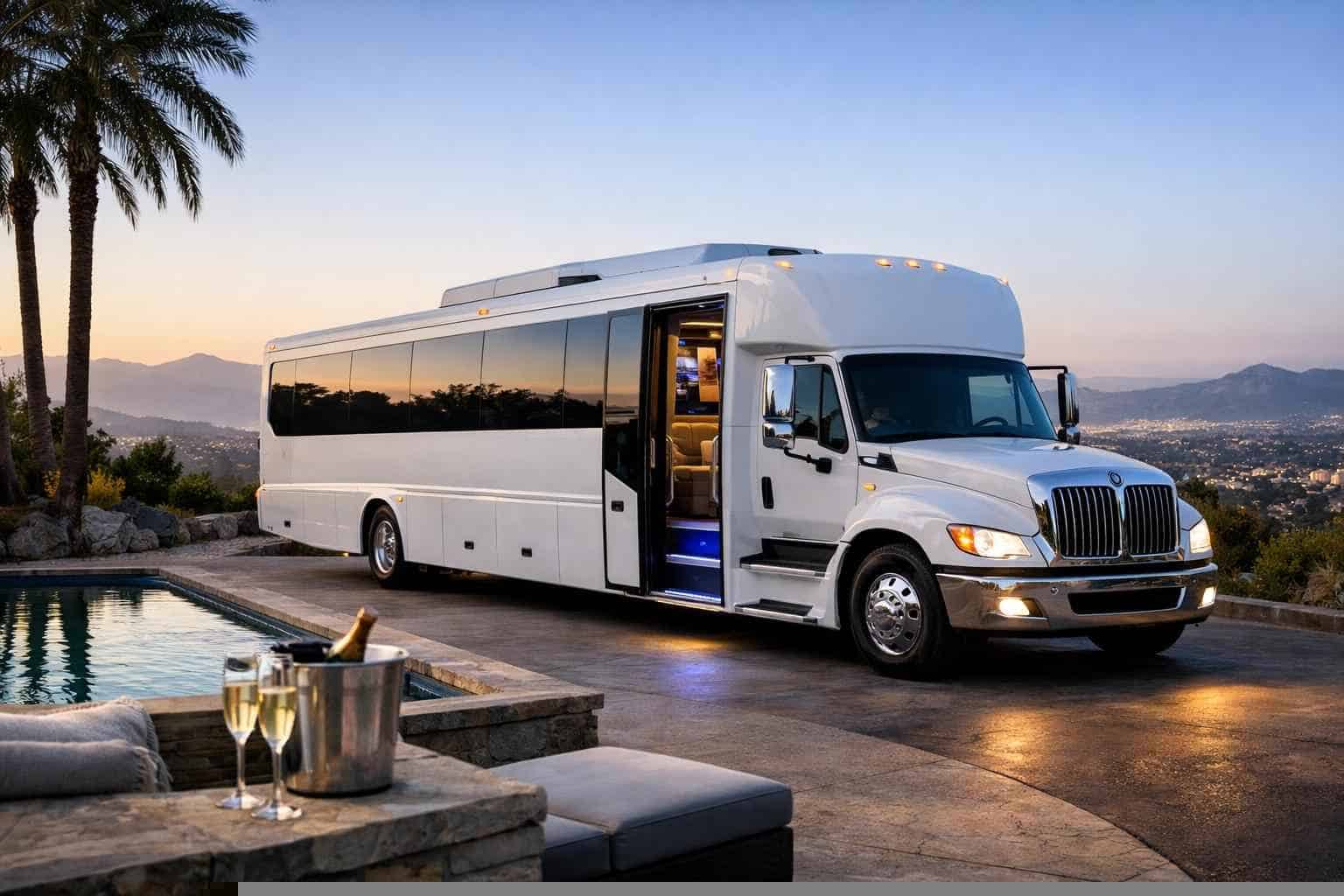 Luxury White Party Bus Rental In La Mesa California