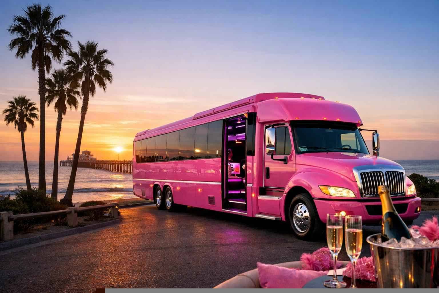 Oceanside CA Pink Party Bus Rental