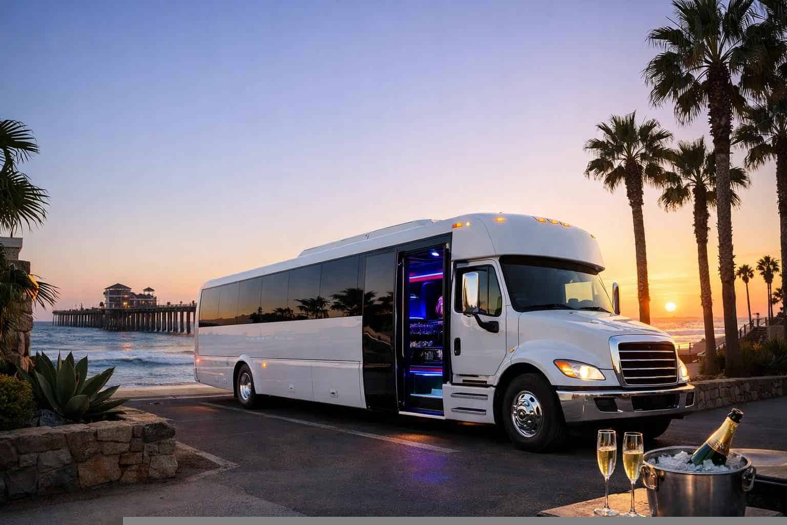 Oceanside CA White Party Bus Rental
