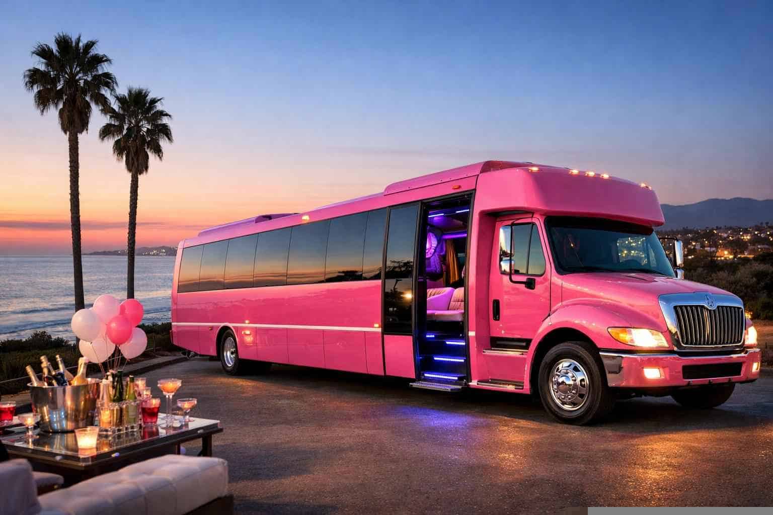Pink Party Bus Rental Carlsbad CA