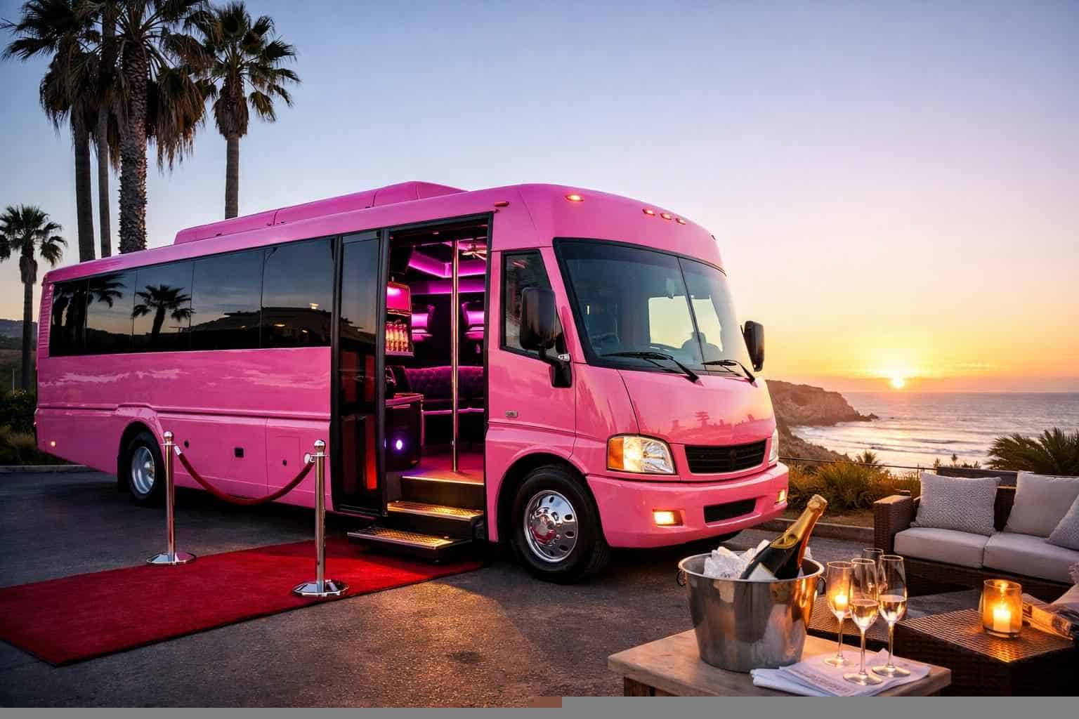 Pink Party Bus Rental Del Mar CA
