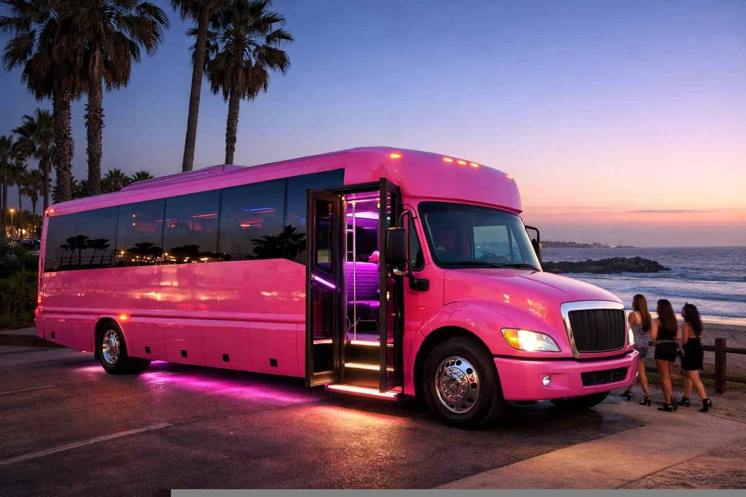 Pink Party Bus Rental Near Me Carlsbad CA