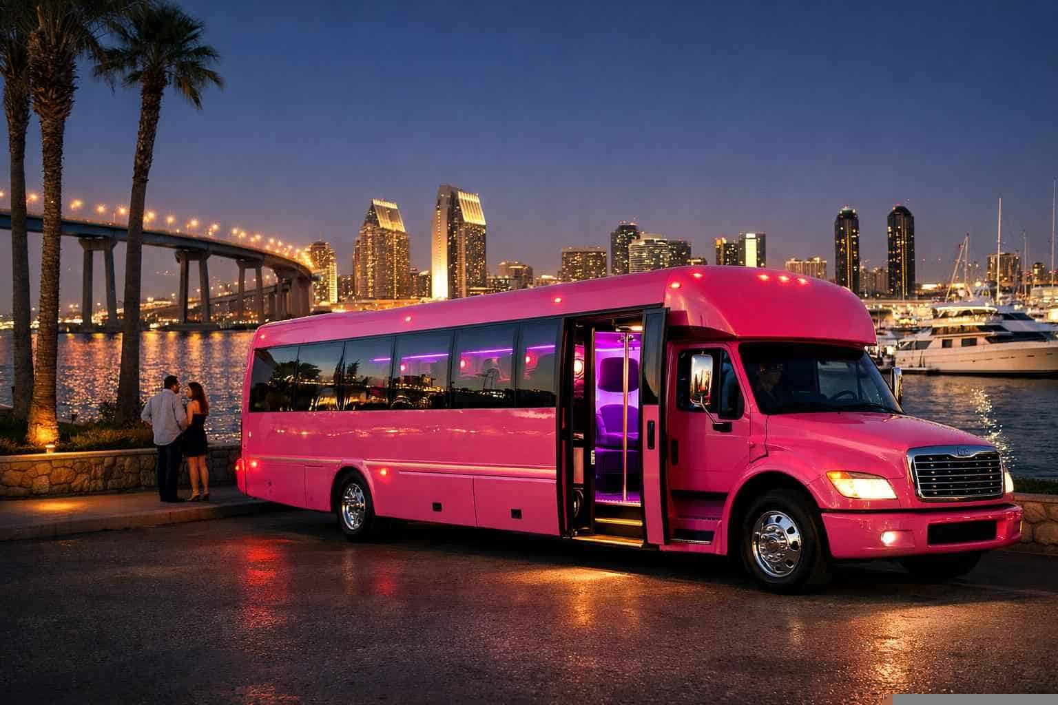Pink Party Bus Rental Near Me Coronado CA
