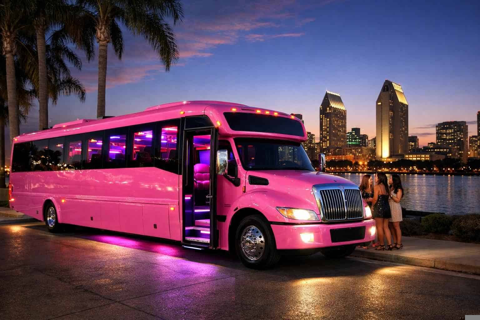 Pink Party Bus Rental Near Me National City CA