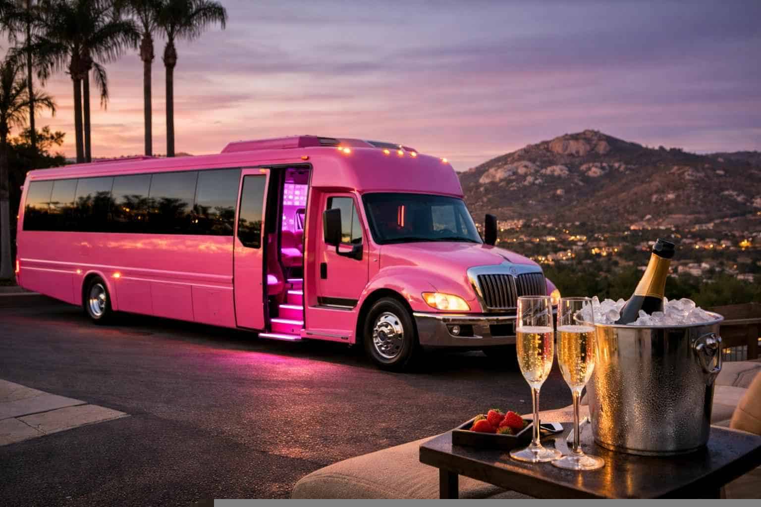 Pink Party Bus Rental Near Me Poway CA