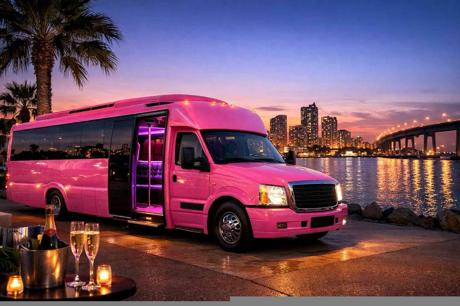 Pink Party Bus Rental Near Me San Diego CA