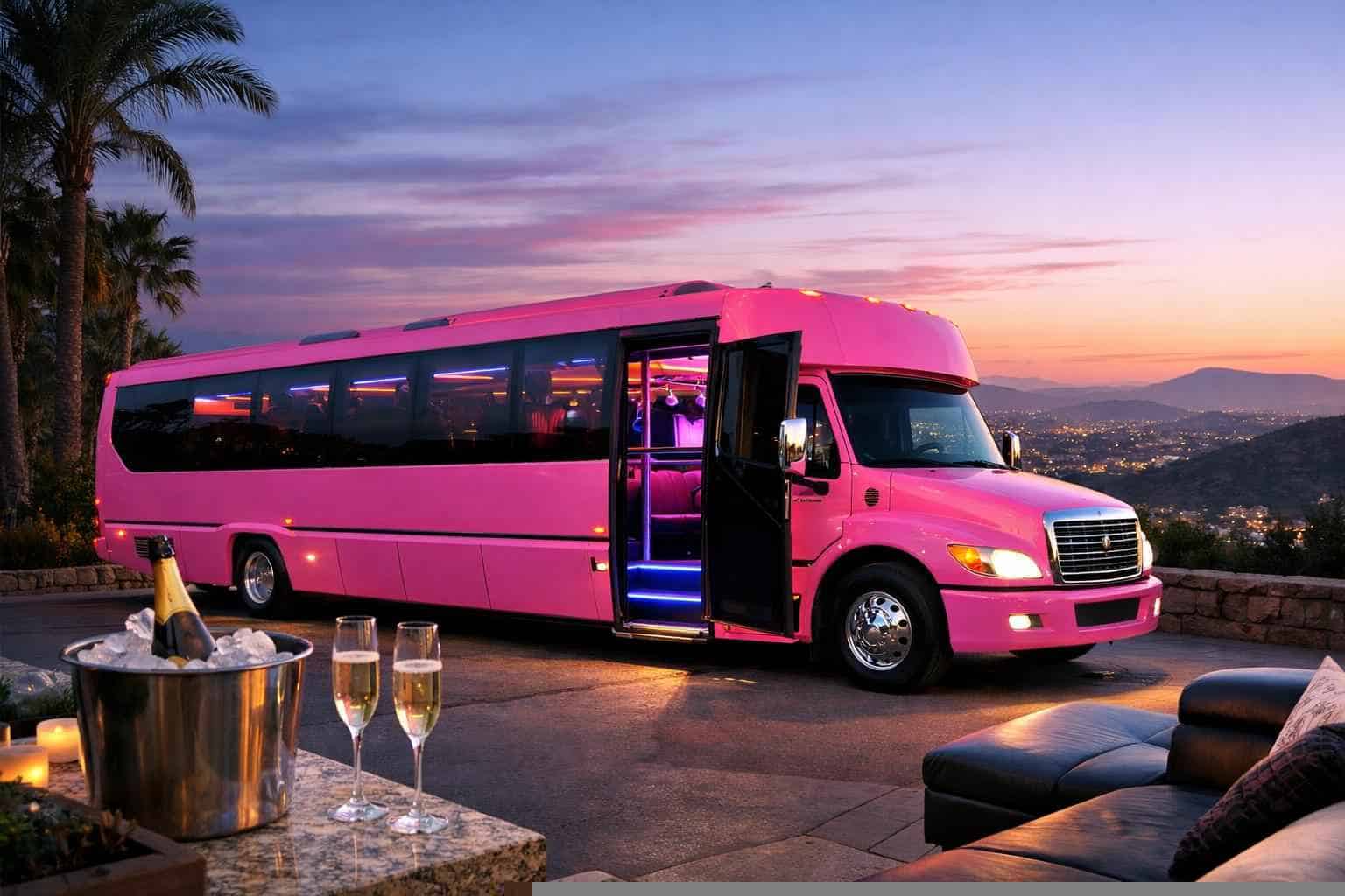 Pink Party Bus Rental Near Me Vista CA