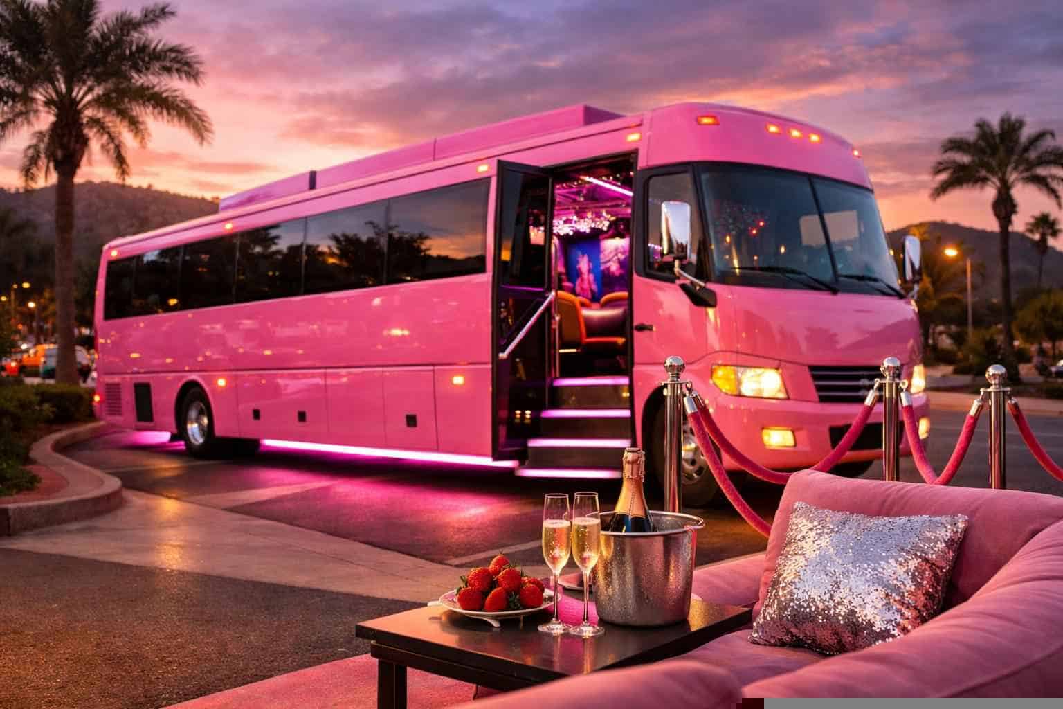 Pink Party Bus Rental Poway CA