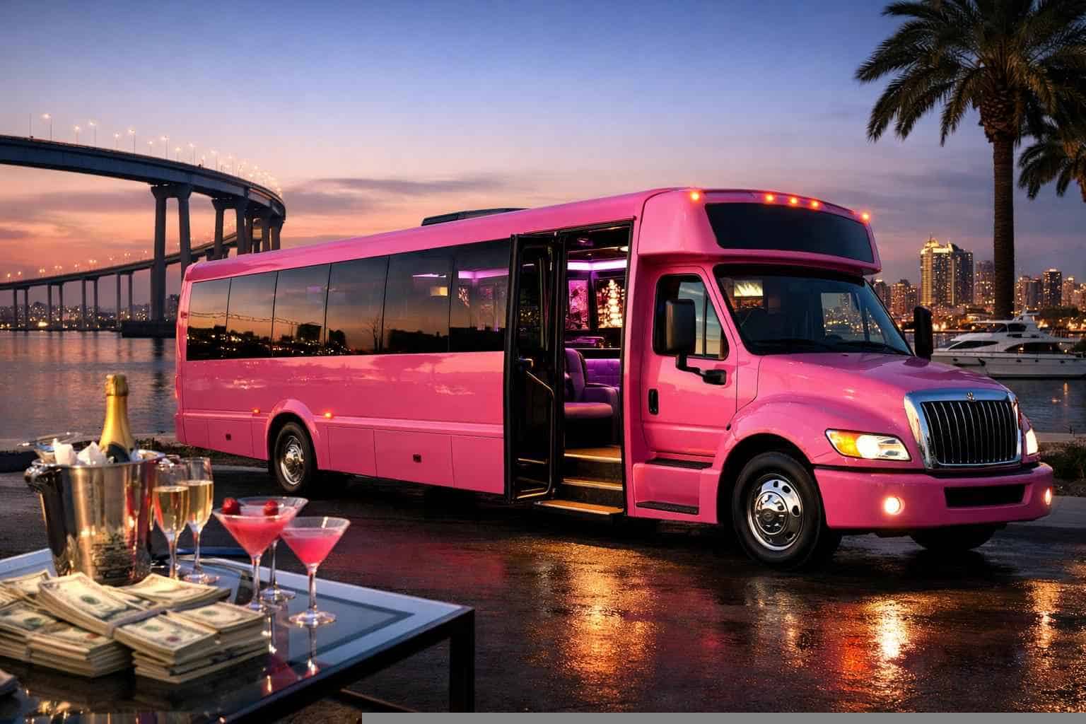 Pink Party Bus Rental Prices in Coronado CA