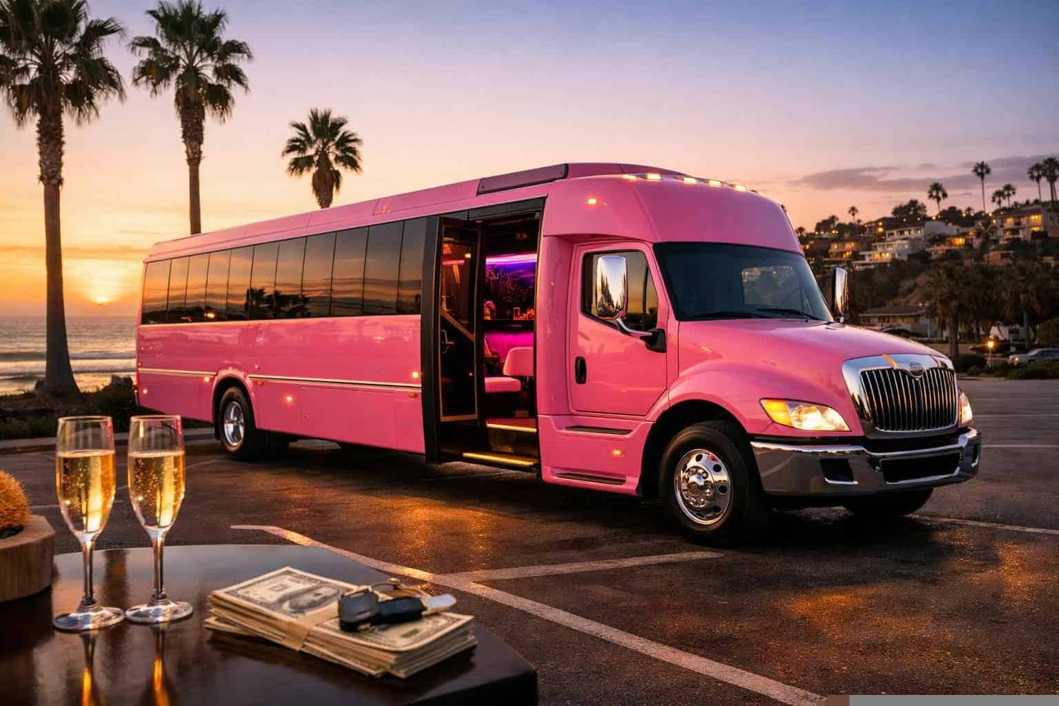 Pink Party Bus Rental Prices in Encinitas CA