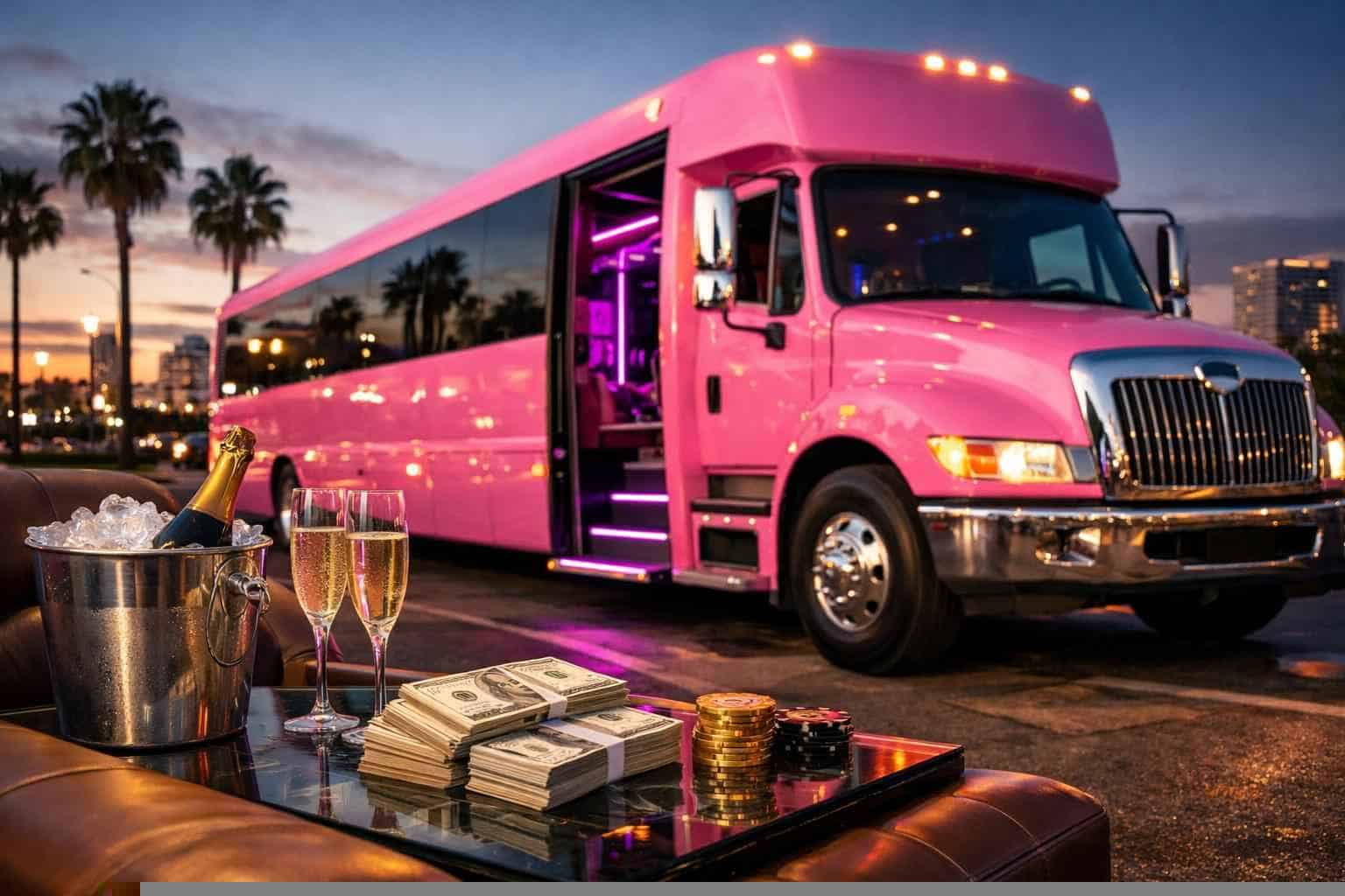 Pink Party Bus Rental Prices in National City CA