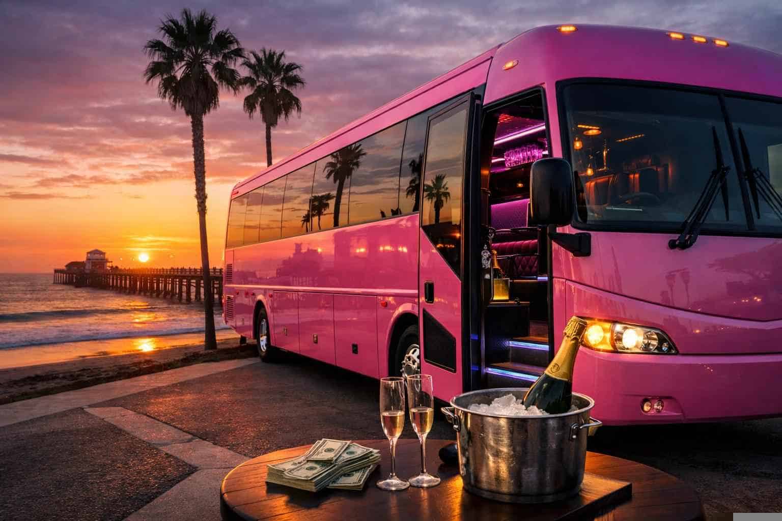 Pink Party Bus Rental Prices in Oceanside CA