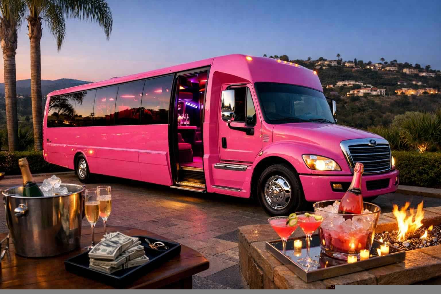 Pink Party Bus Rental Prices in Poway CA