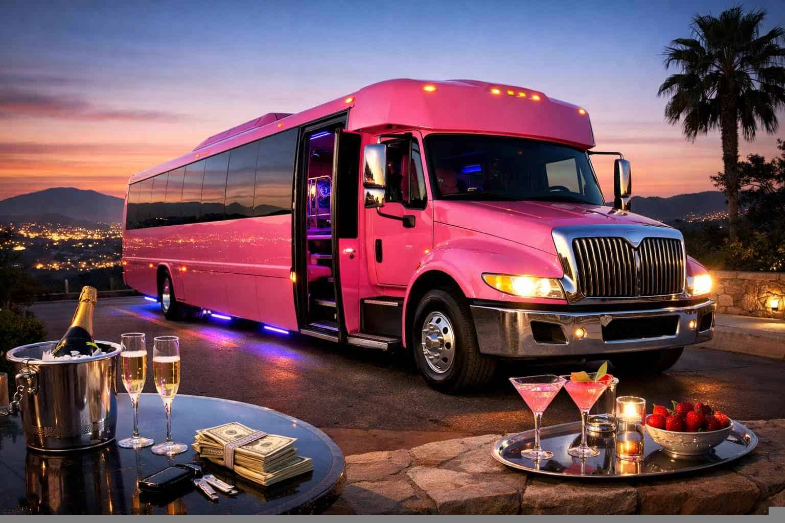 Pink Party Bus Rental Prices in Vista CA