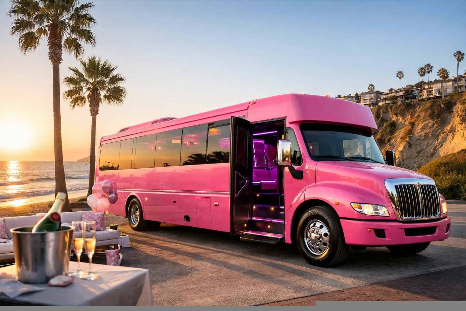 Pink Party Bus Rental Services in Solana Beach