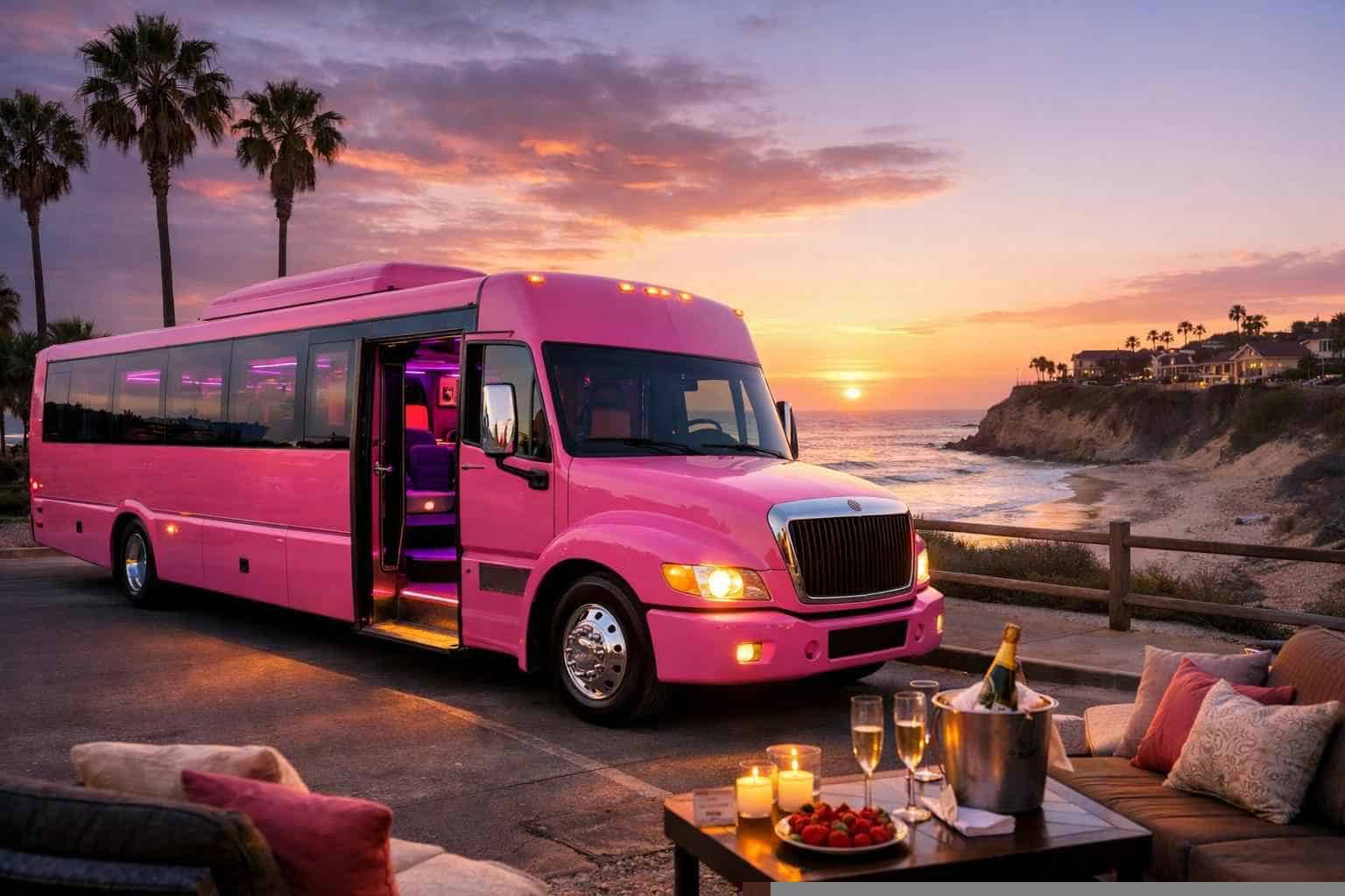 Pink Party Bus Rental Solana Beach CA